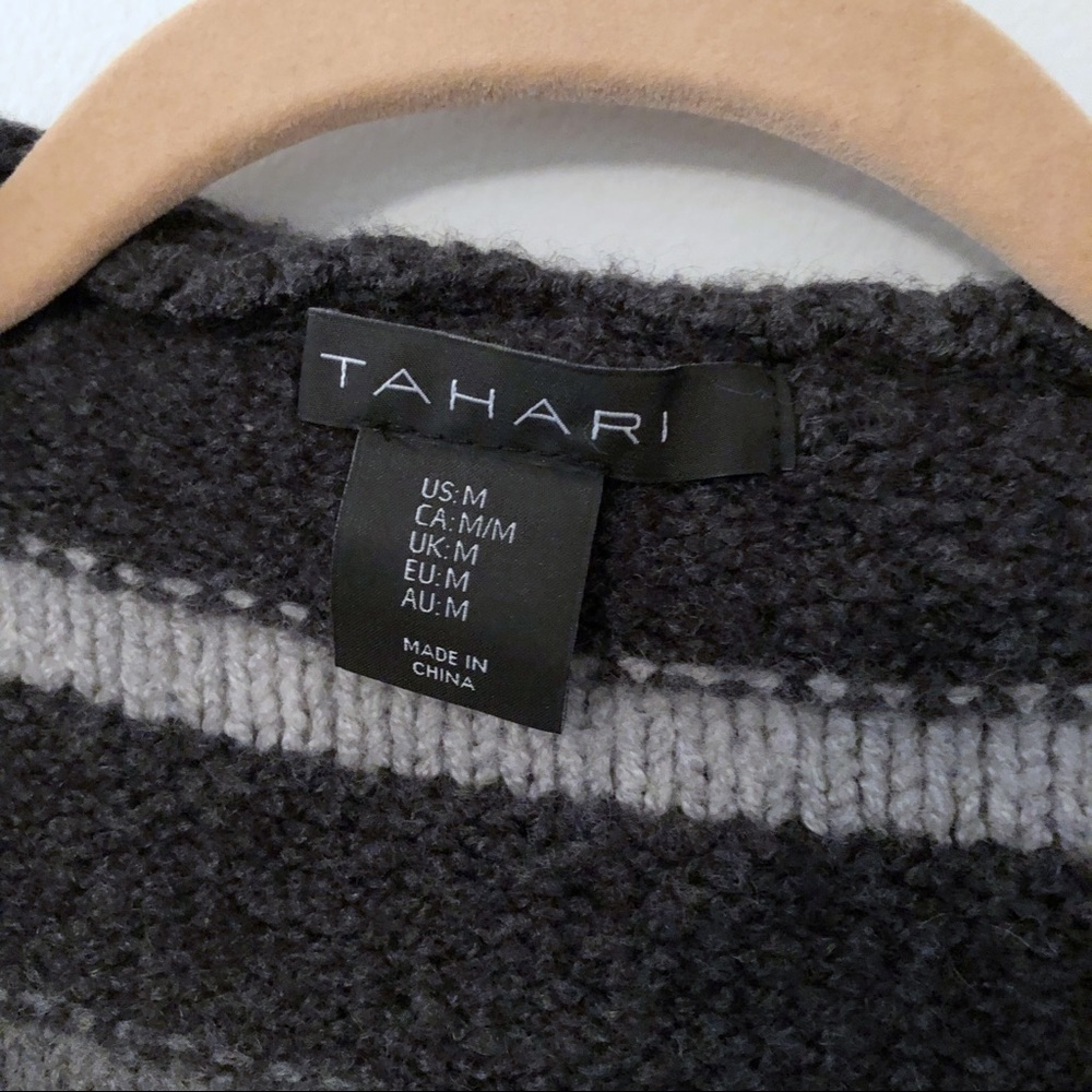 Tahari Gray Striped Cardigan Duster Size Medium - Picture 7 of 8